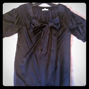 SS Black Blouse w/ Front Bow